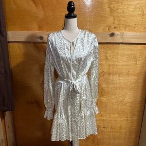 Michael Kors Cream V-Neck Long Sleeve Sundress